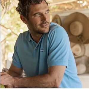 Southern Tide The Skipjack Short Sleeve Polo Shirt Top Light Blue Size Medium M